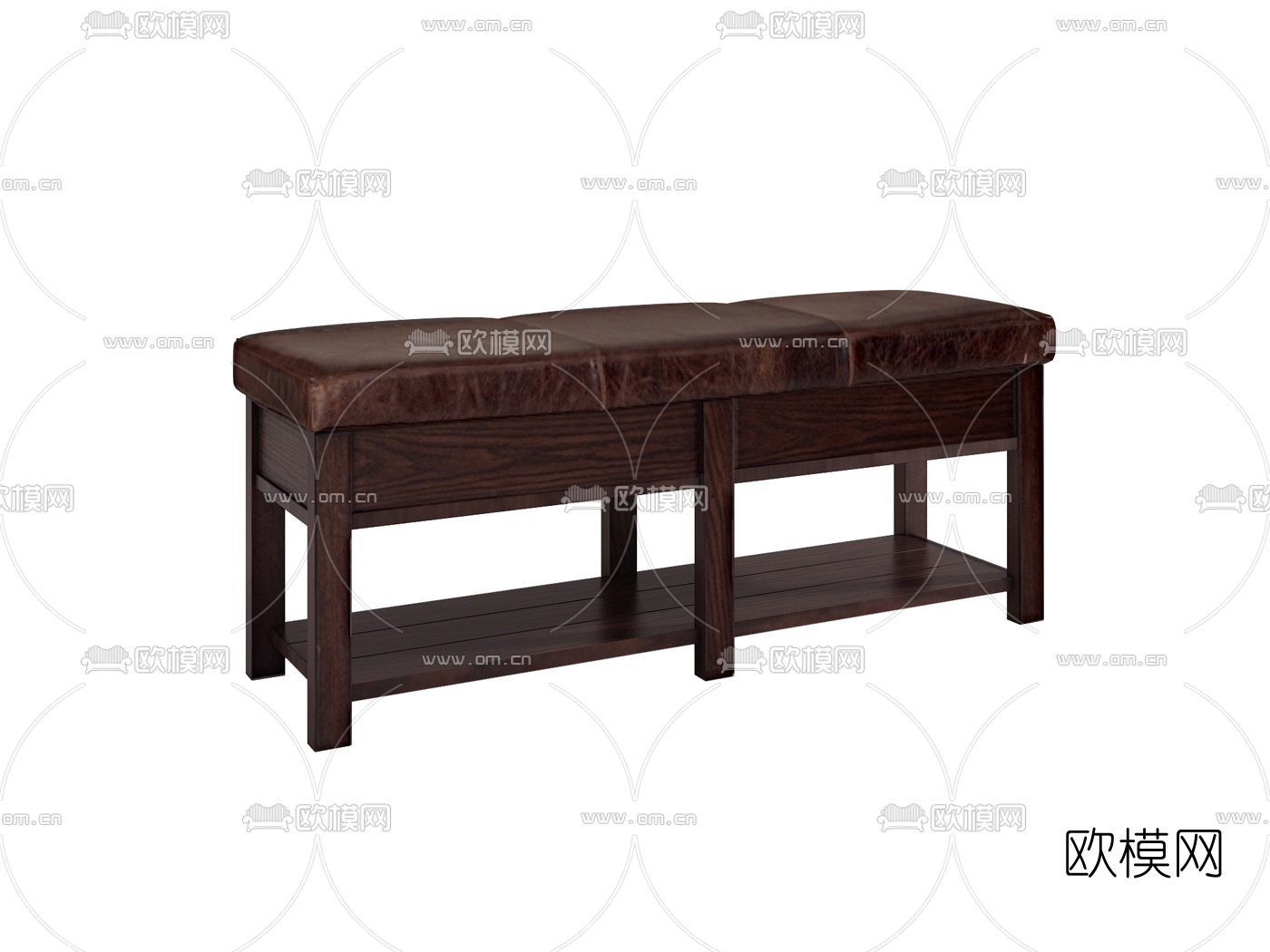 美式床尾凳3d模型下载（渲染图1）