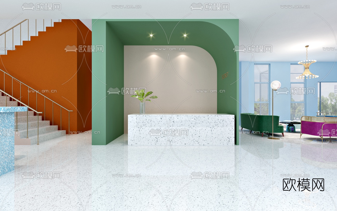 现代网红茶饮店3d模型