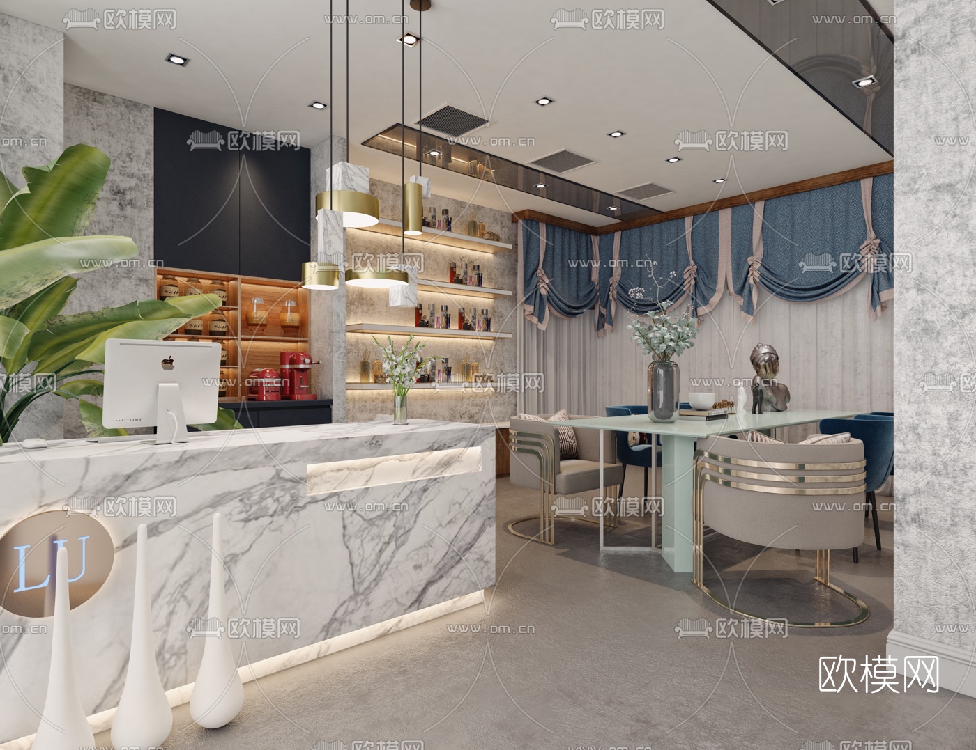 美式美甲店3d模型下载（渲染图3）