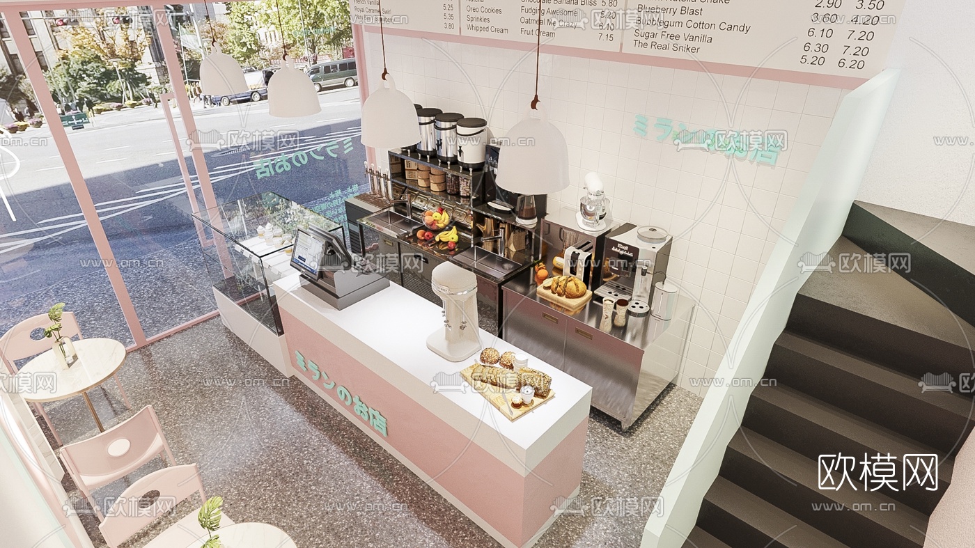 北欧奶茶店3d模型下载（渲染图2）