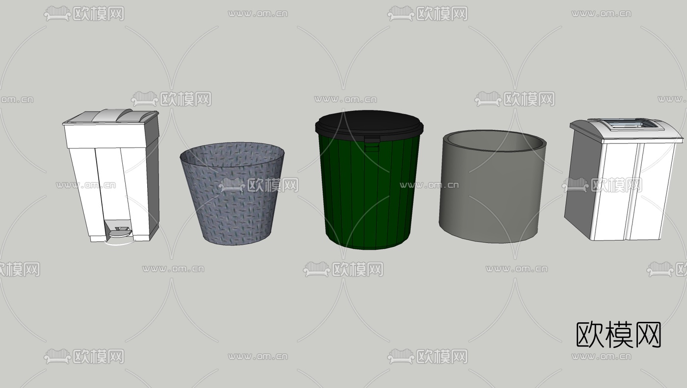 现代垃圾箱垃圾桶su模型下载