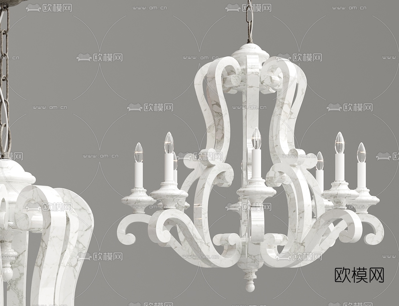 简欧大理石吊灯3d模型下载