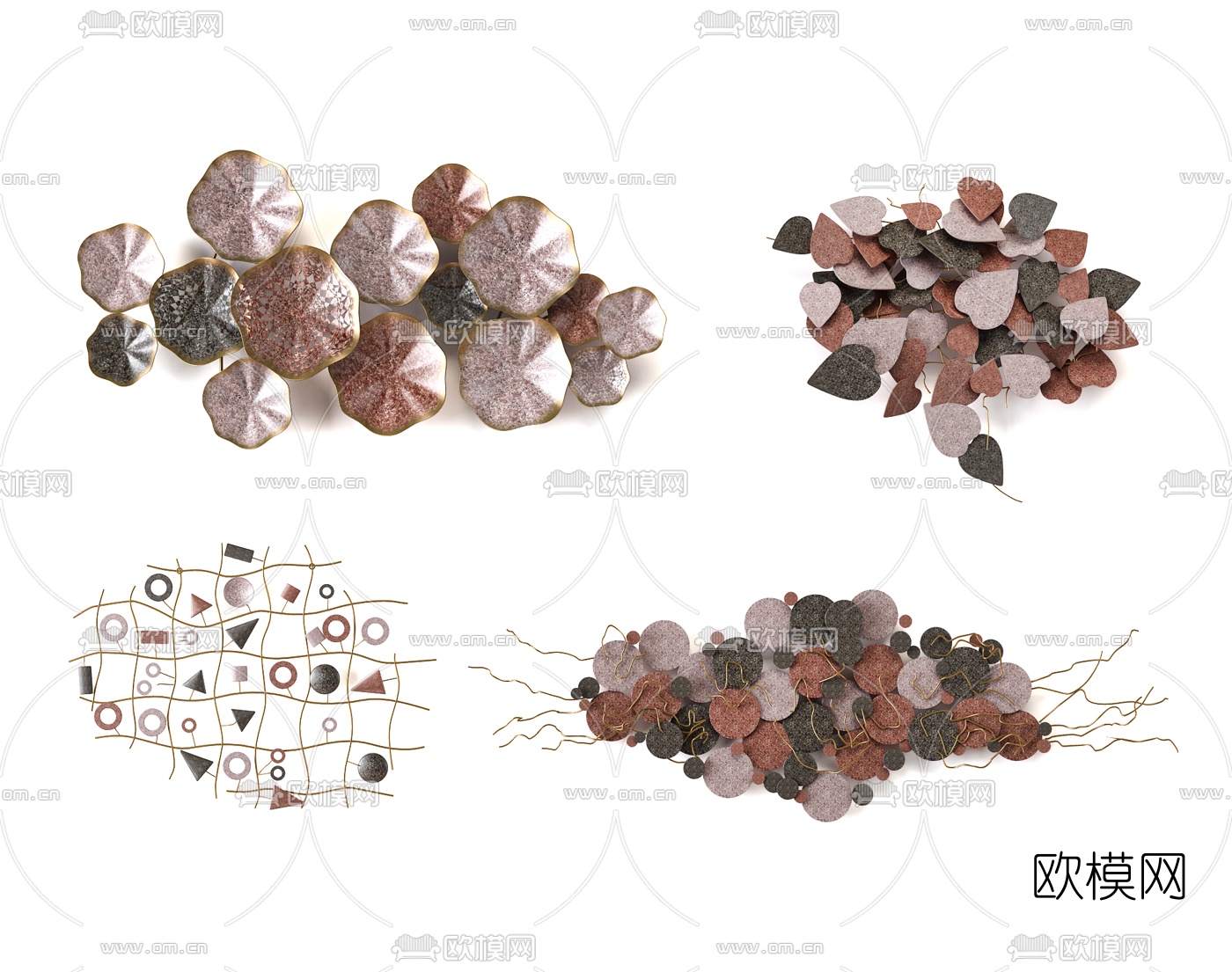 现代墙饰挂件组合3d模型下载
