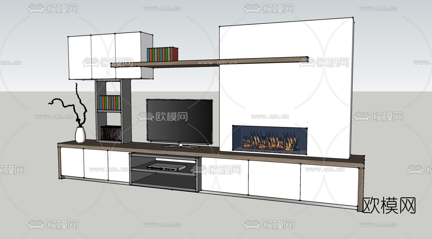 现代电视柜免费su模型下载