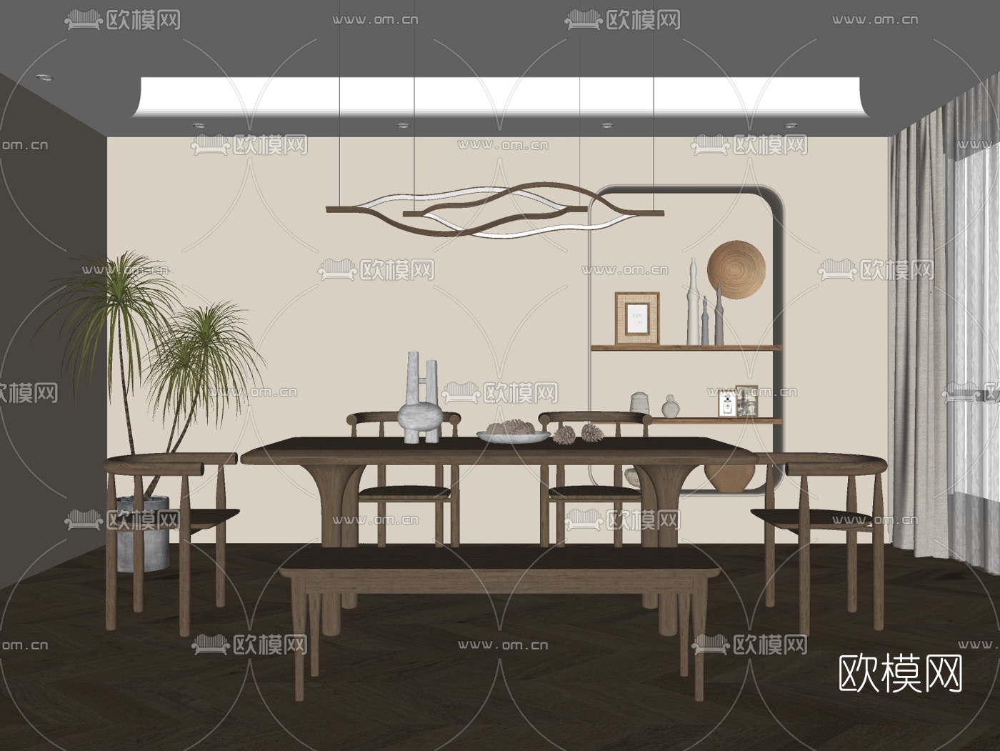 北欧餐厅su模型下载（渲染图2）