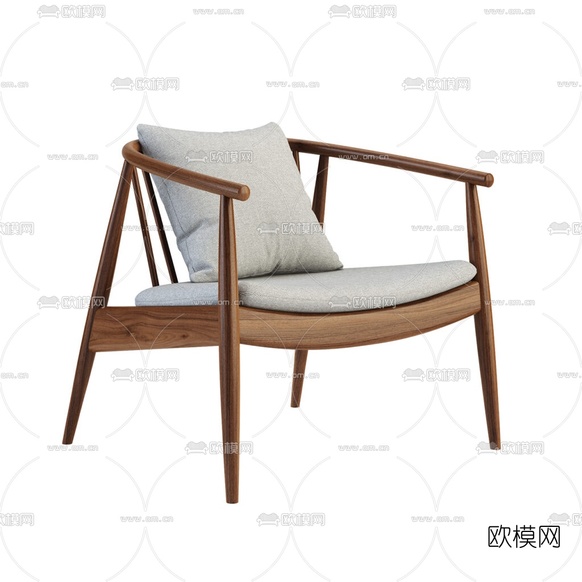 北欧原木休闲椅3d模型下载(渲染图3)