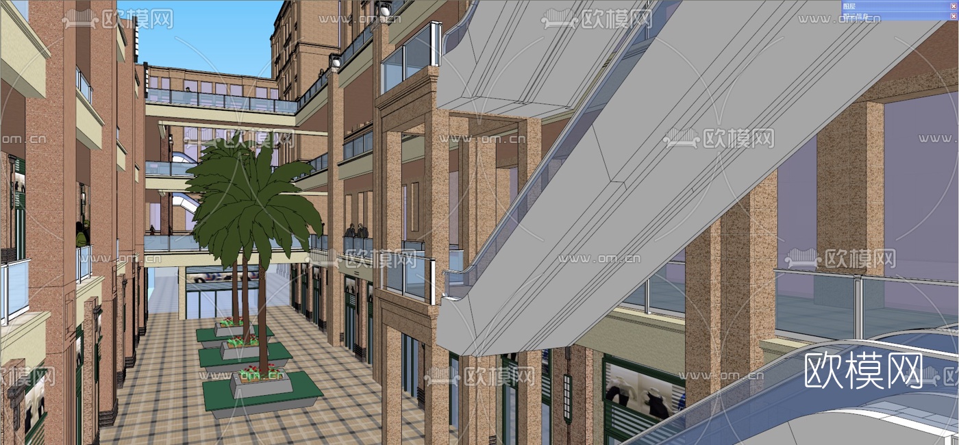 欧式商住综合体su模型下载（渲染图10）