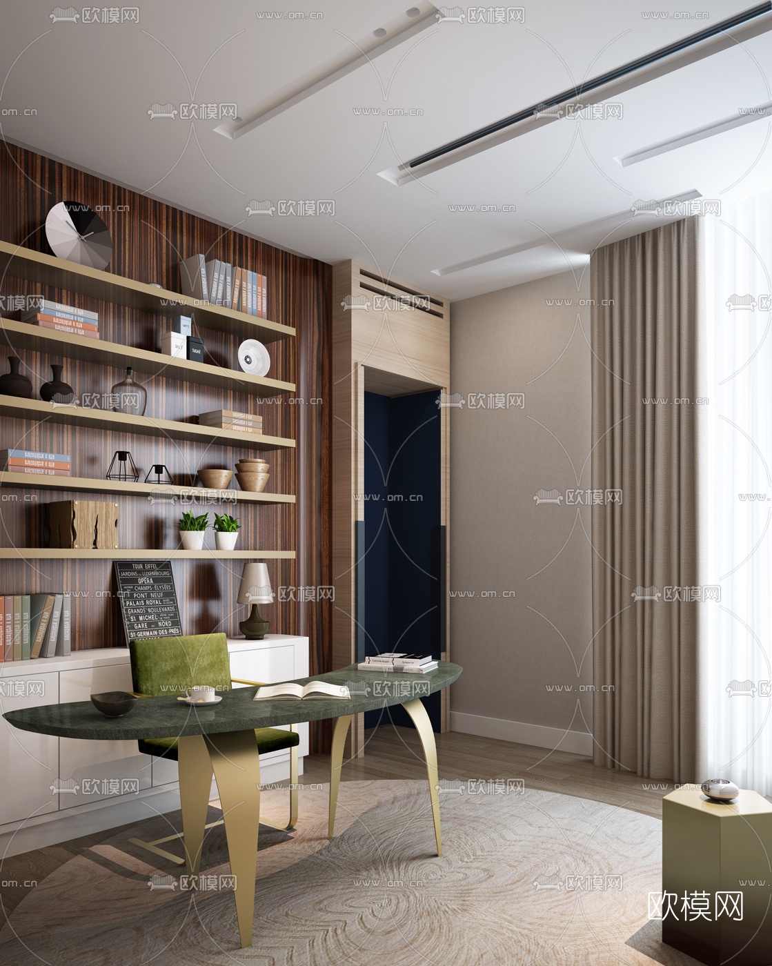 Damien Langlois Meurine设计 现代书房3d模型下载