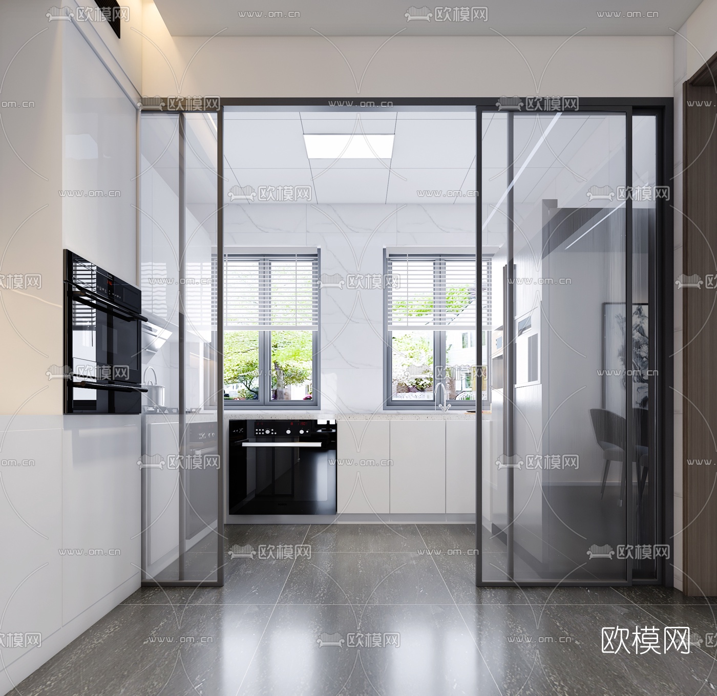 现代别墅客厅餐厅厨房3d模型