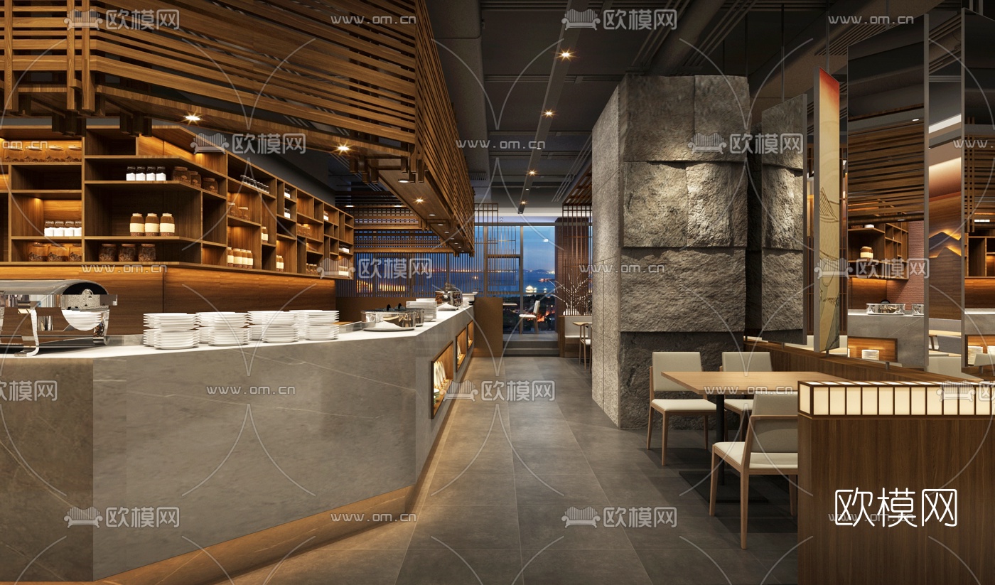 日式料理餐厅自助餐厅3d模型