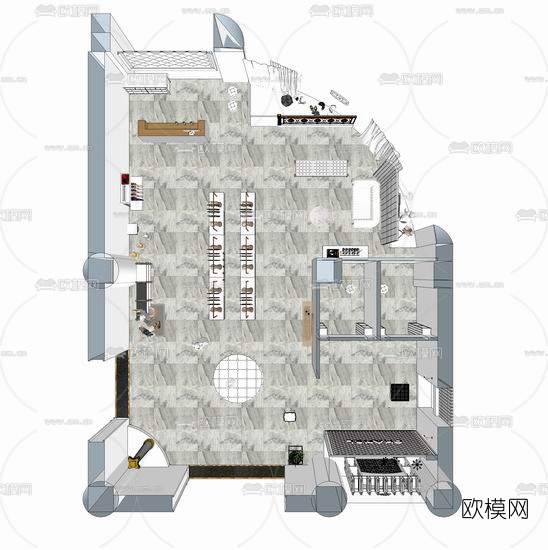现代服装店su模型下载（渲染图1）