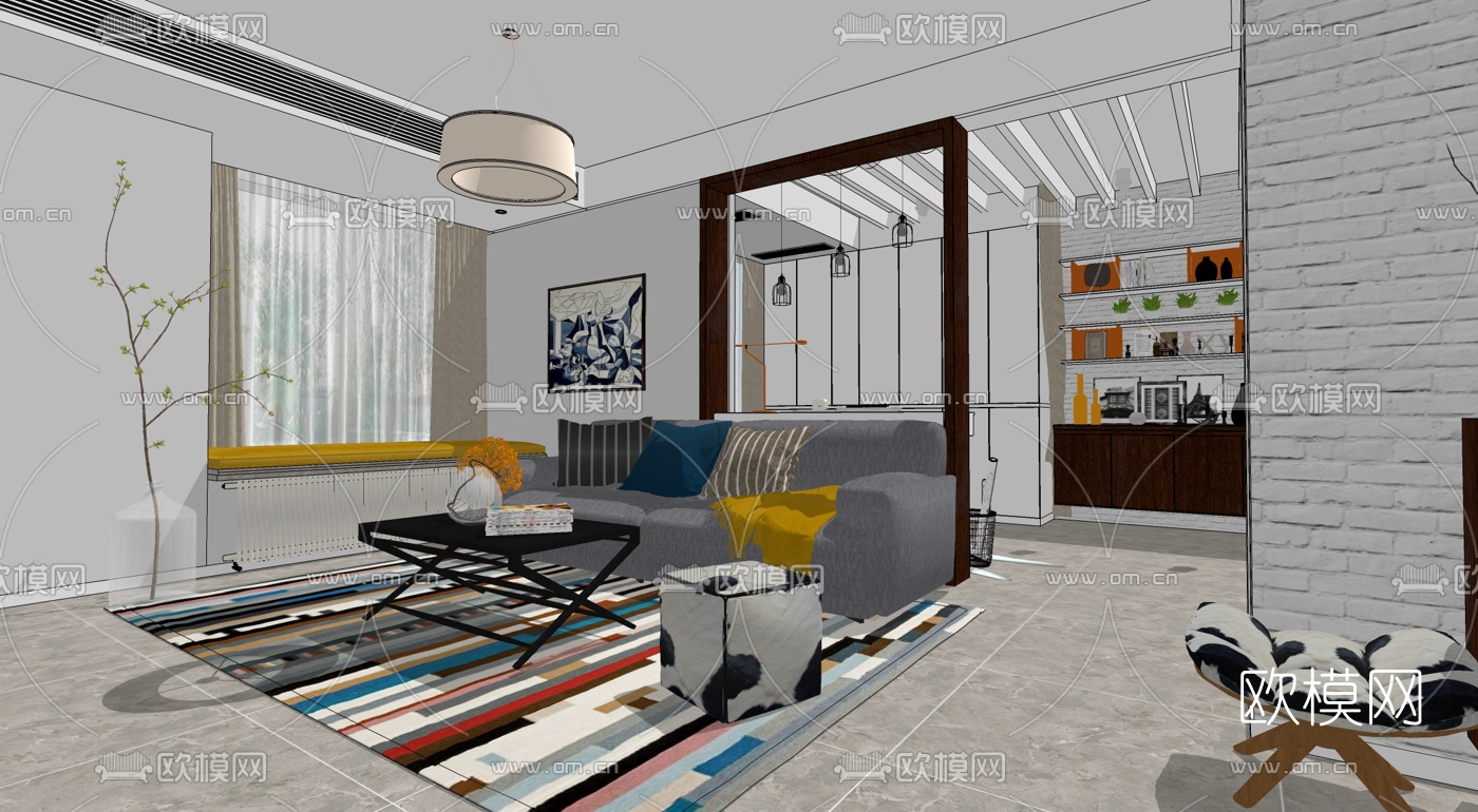 北欧客厅su模型
