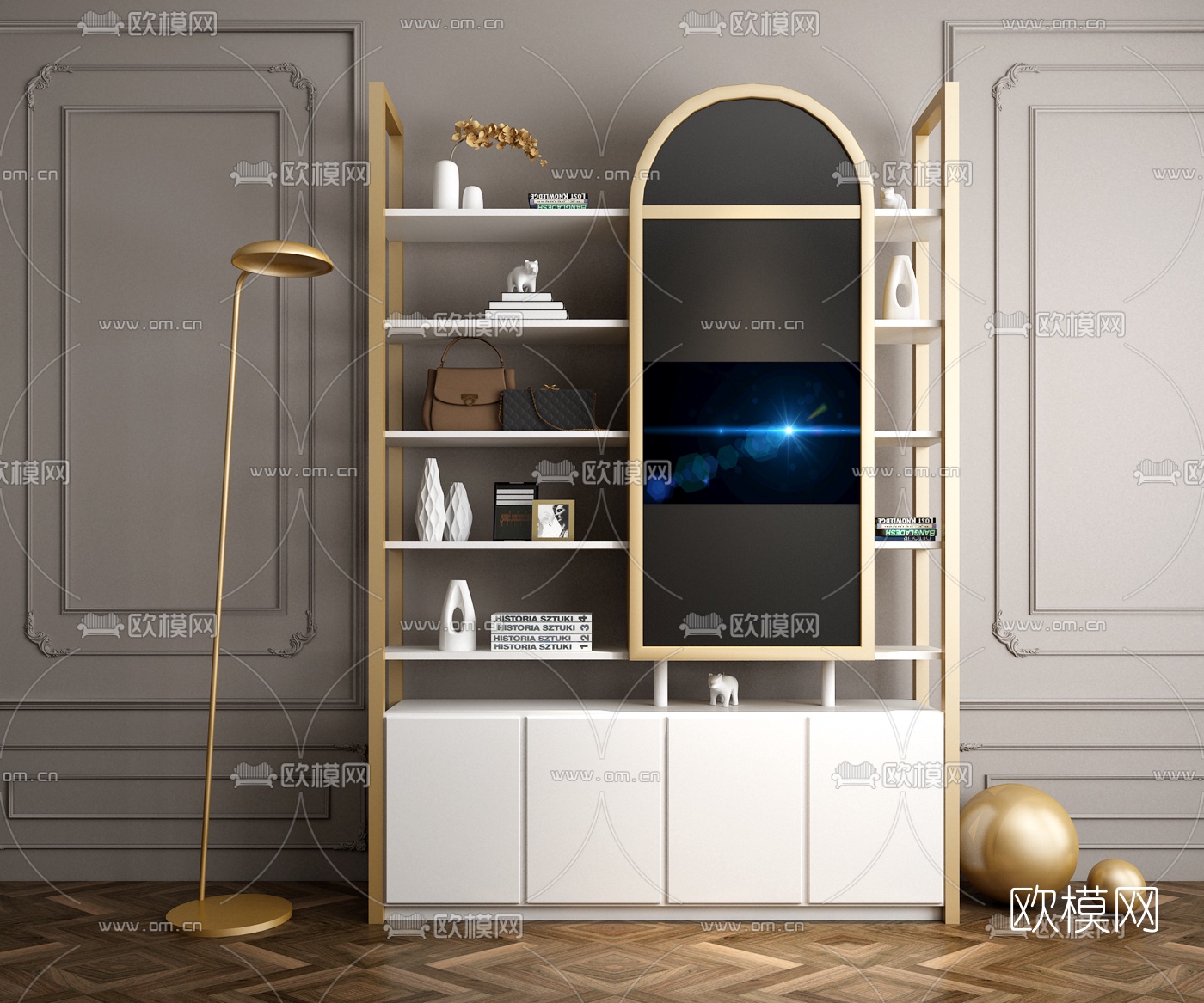 现代轻奢装饰柜3d模型下载