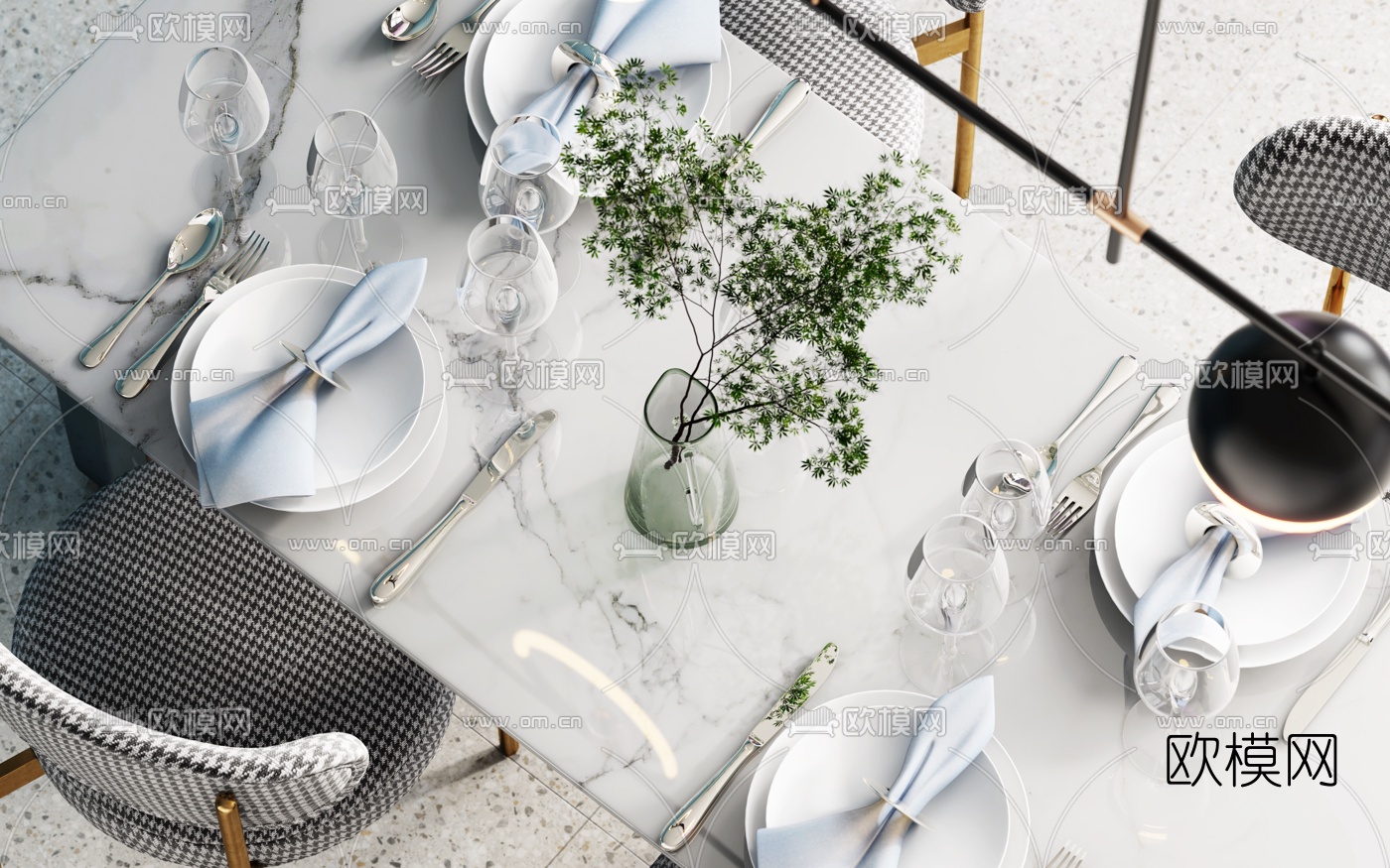 北欧复式公寓客厅餐厅3d模型下载（渲染图3）