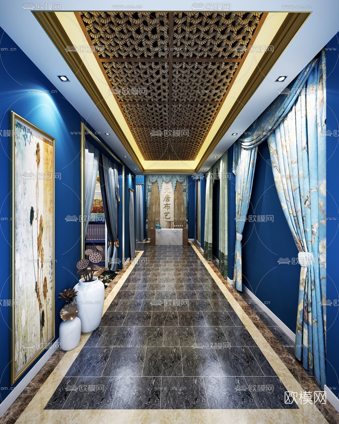 中式窗帘店3D模型下载（渲染图1）