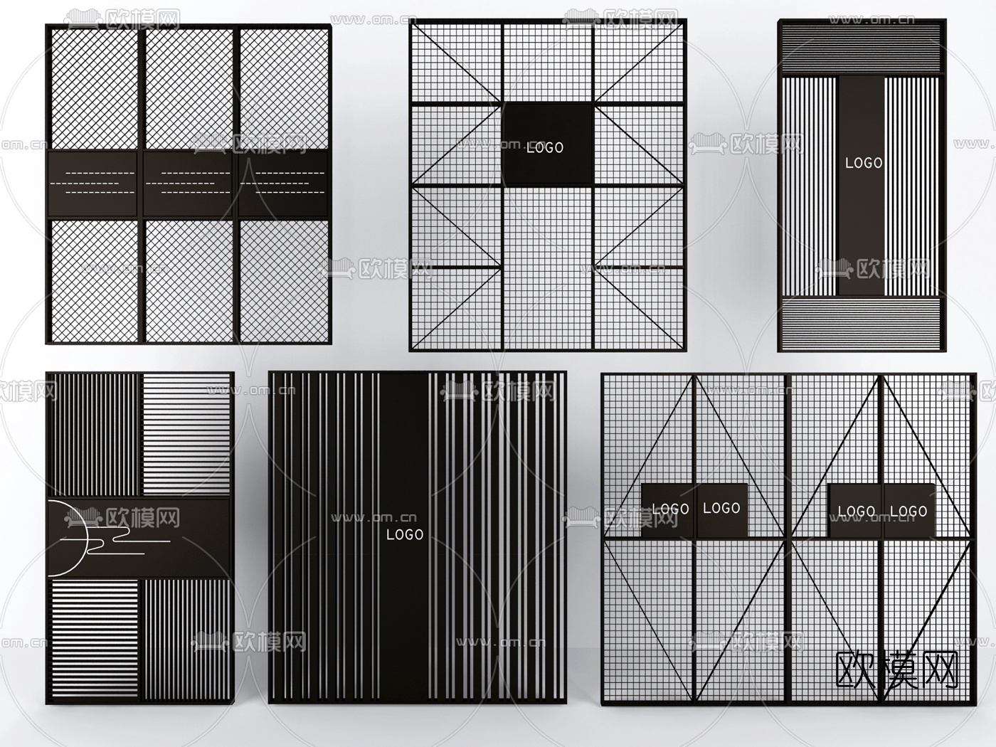 工业风屏风隔断3d模型下载