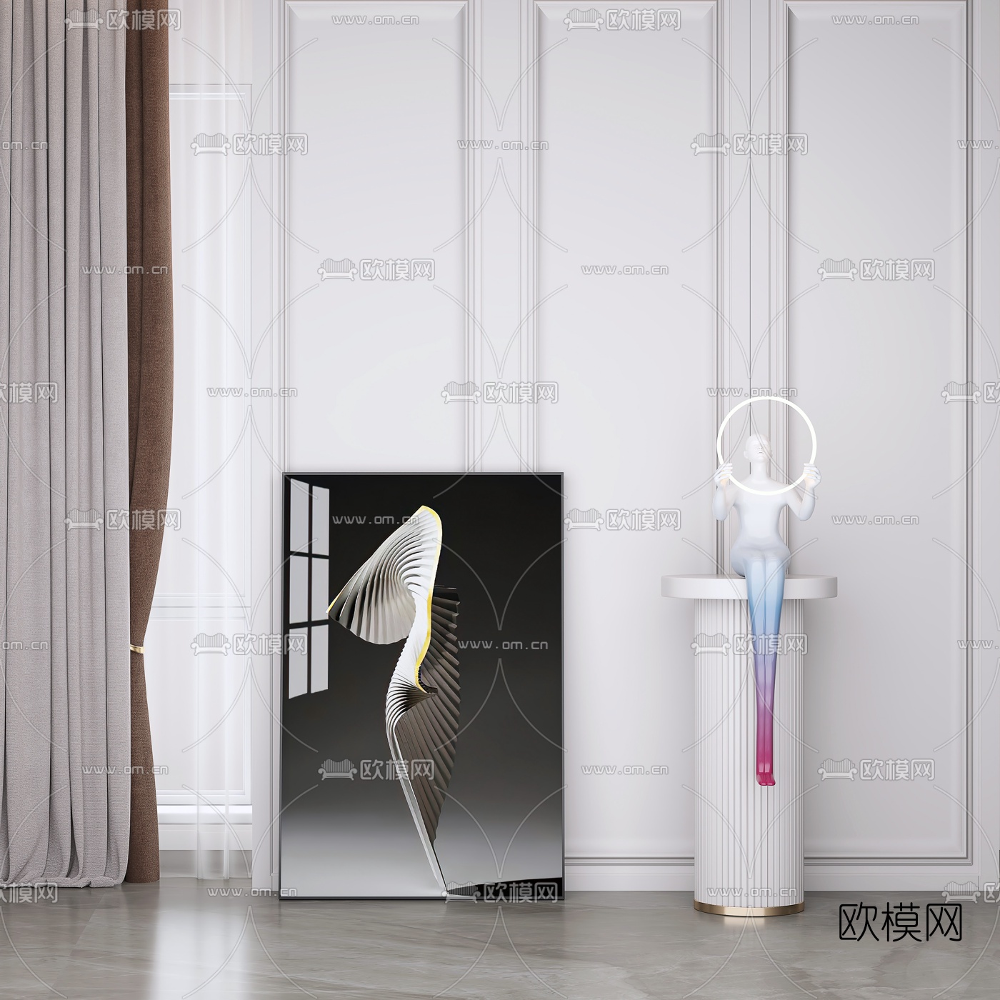 现代抽象雕塑摆件3d模型下载