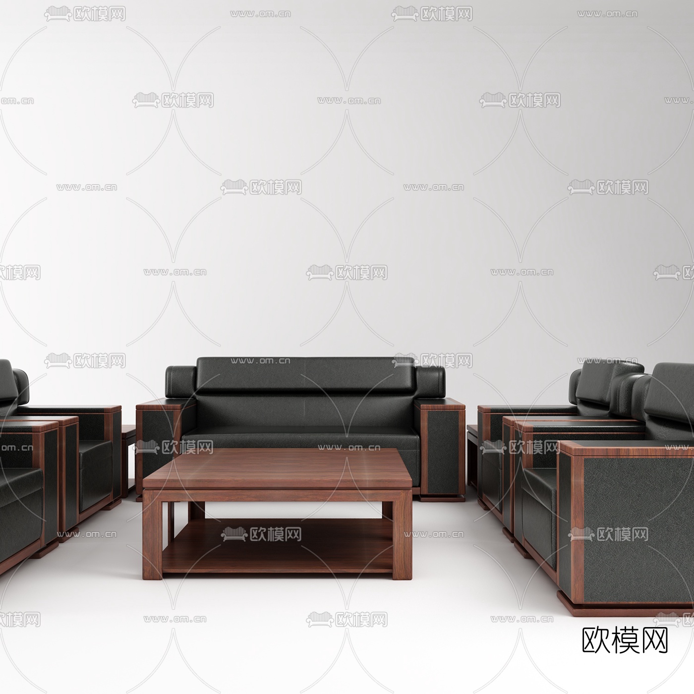 新中式办公沙发组合3d模型-免费3dmax模型库-欧模网