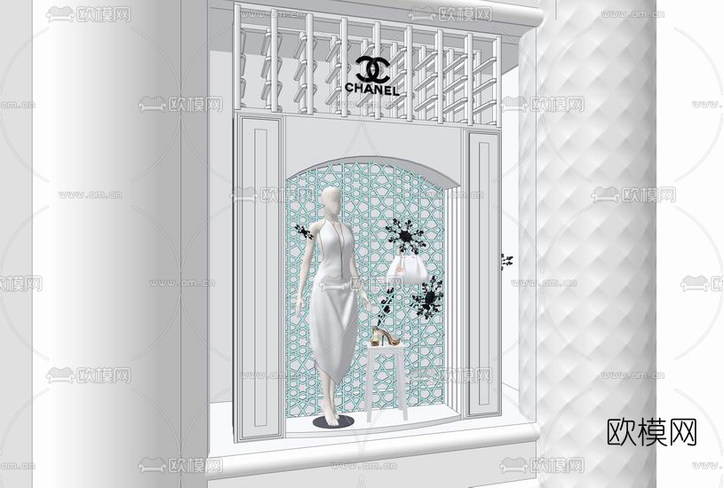 现代服装店su模型下载（渲染图3）