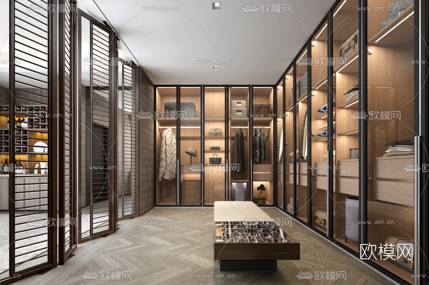 葛亚曦设计 现代衣帽间3d模型下载（渲染图1）