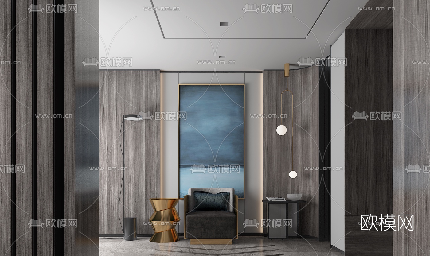 现代休闲沙发3d模型下载（渲染图1）