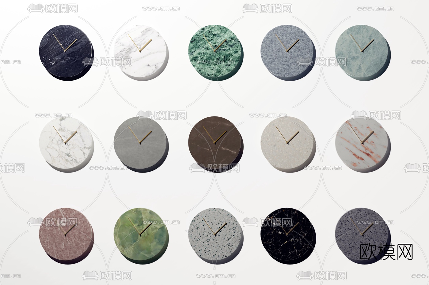 现代大理石挂钟3d模型下载（渲染图3）