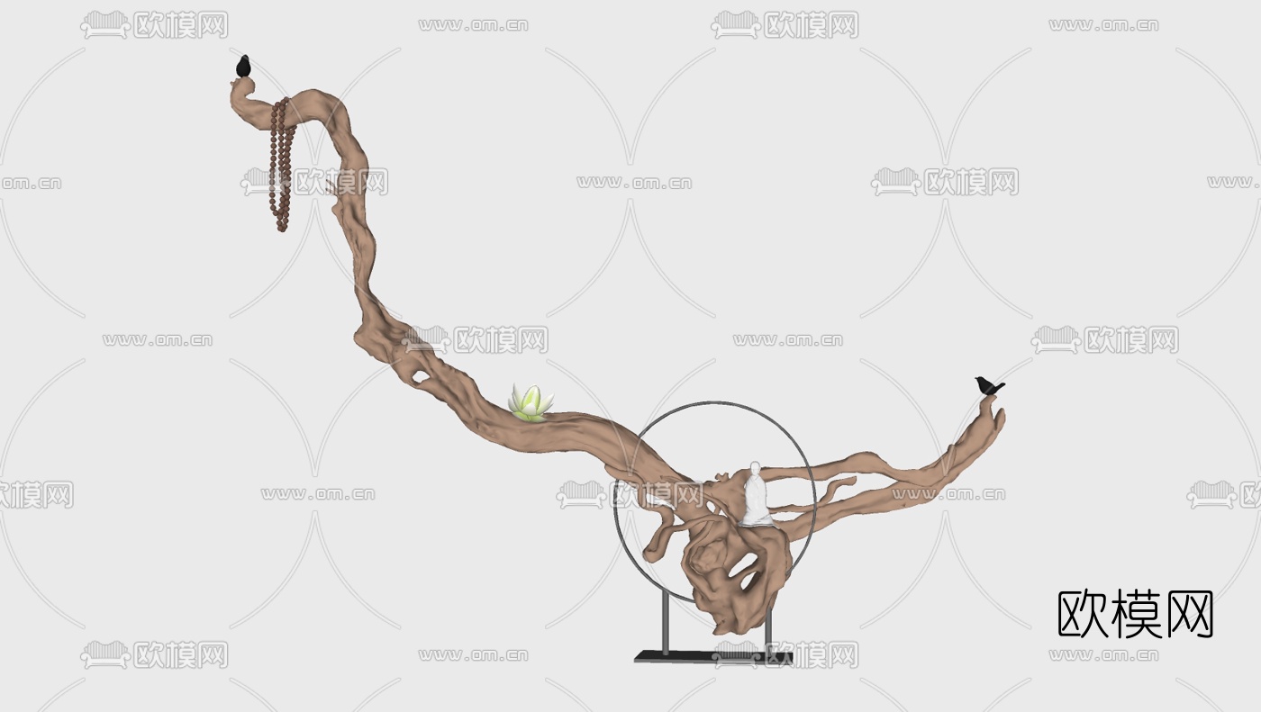 新中式饰品摆件su模型下载