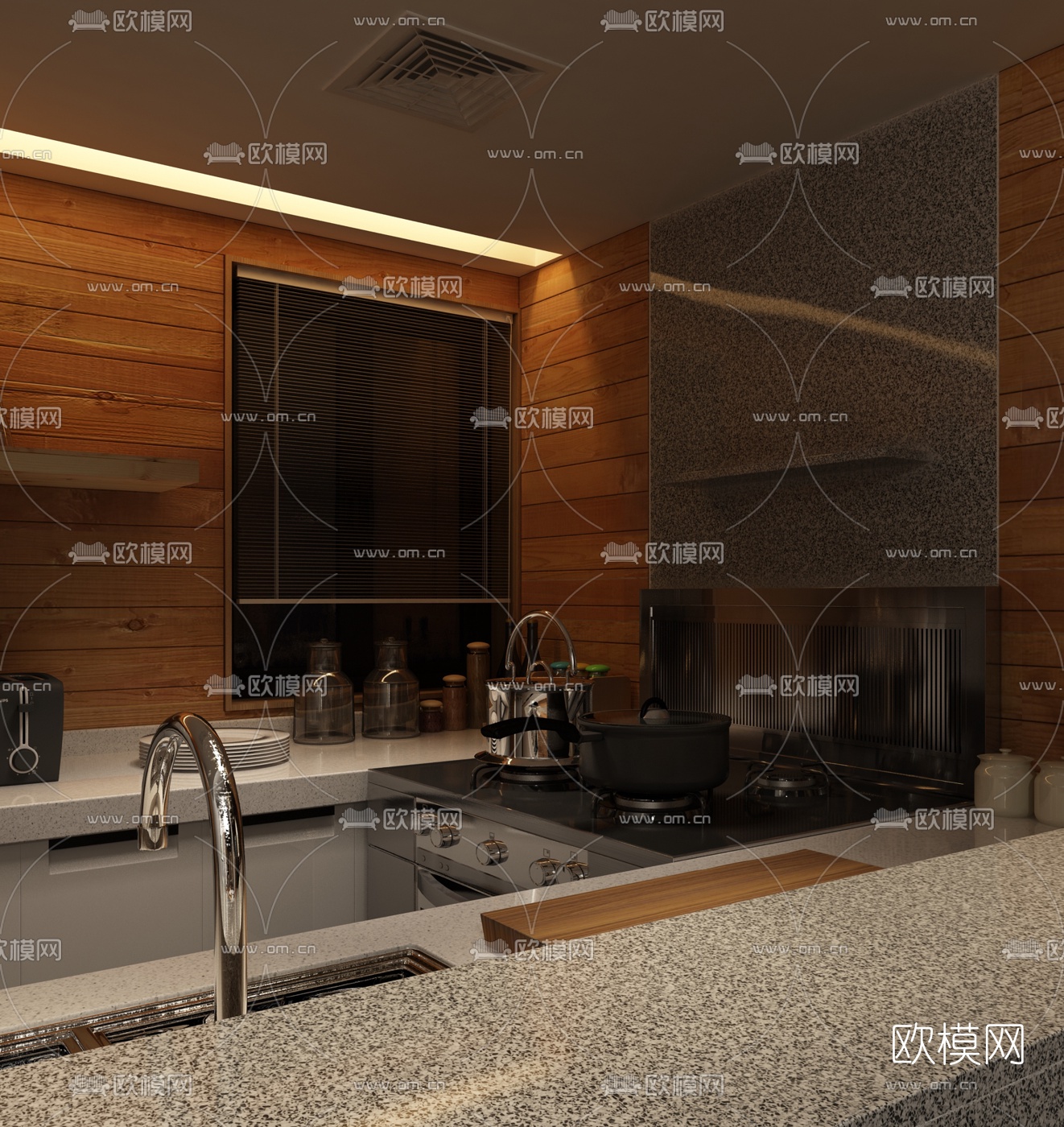 新中式客厅餐厅3d模型