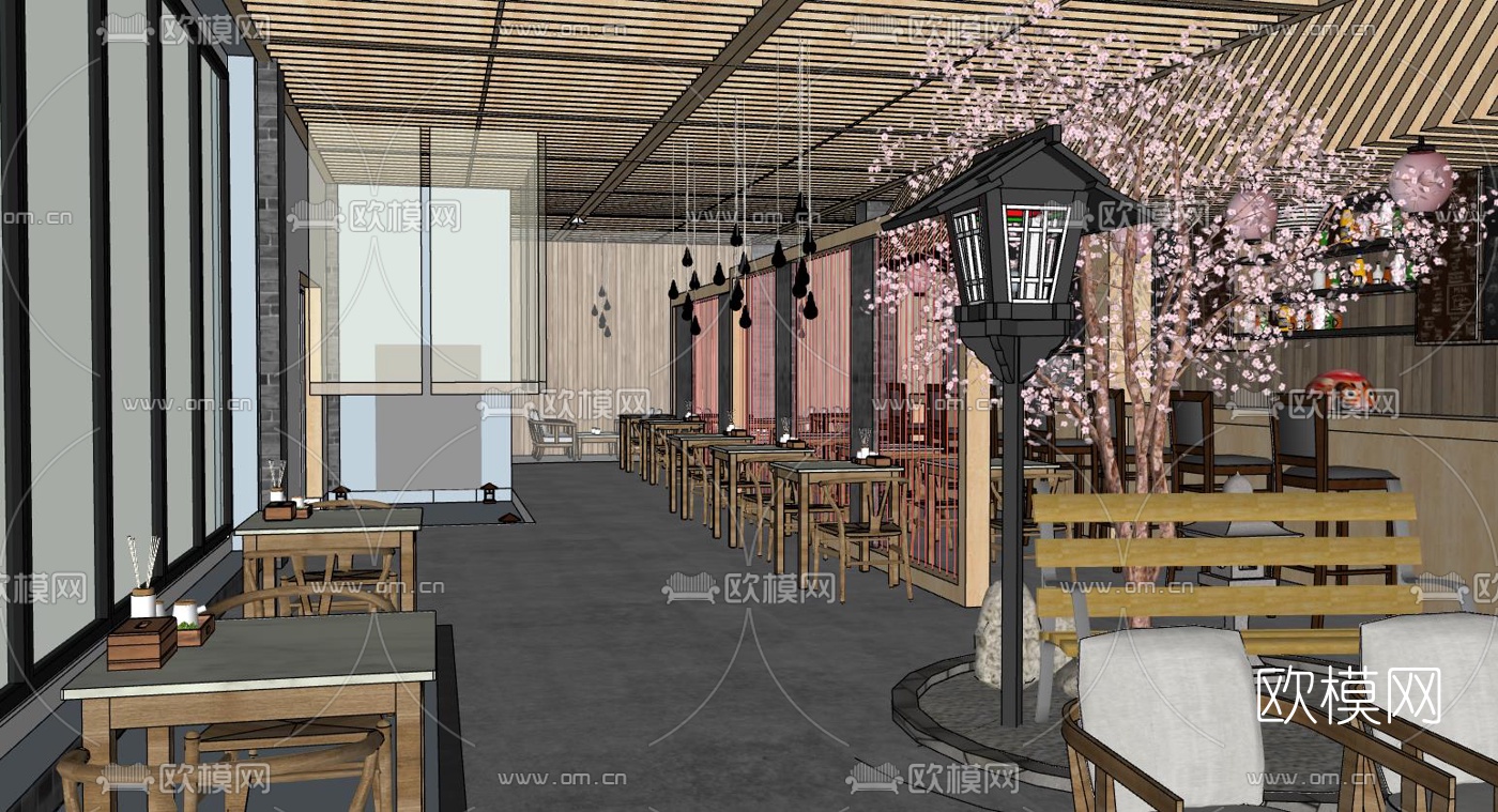 日式料理餐厅su模型