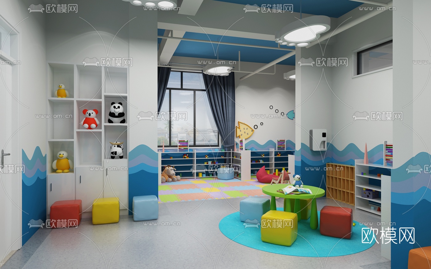 现代幼儿园活动室3d模型
