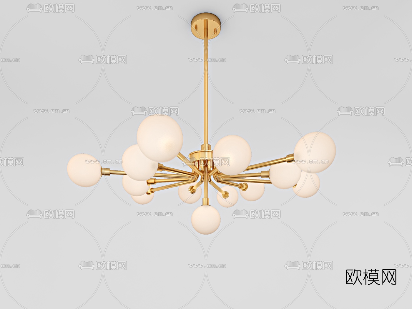 北欧金属多头吊灯3d模型下载（渲染图5）