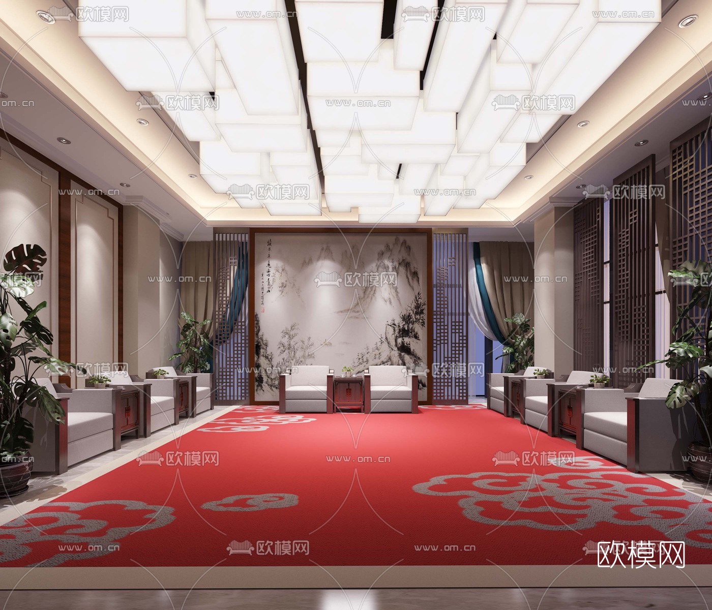 中式会所VIP接待室3D模型