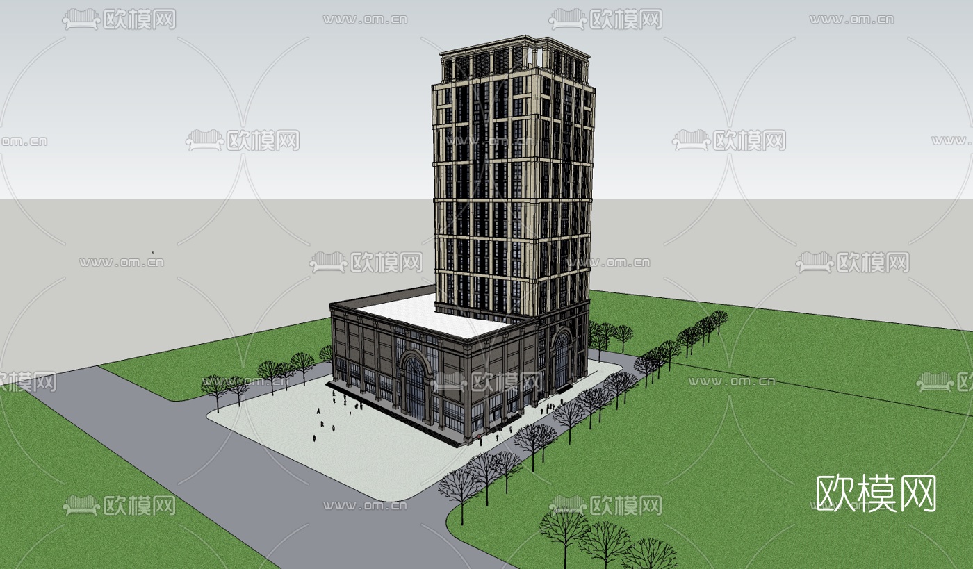 新古典写字楼su模型下载（渲染图2）