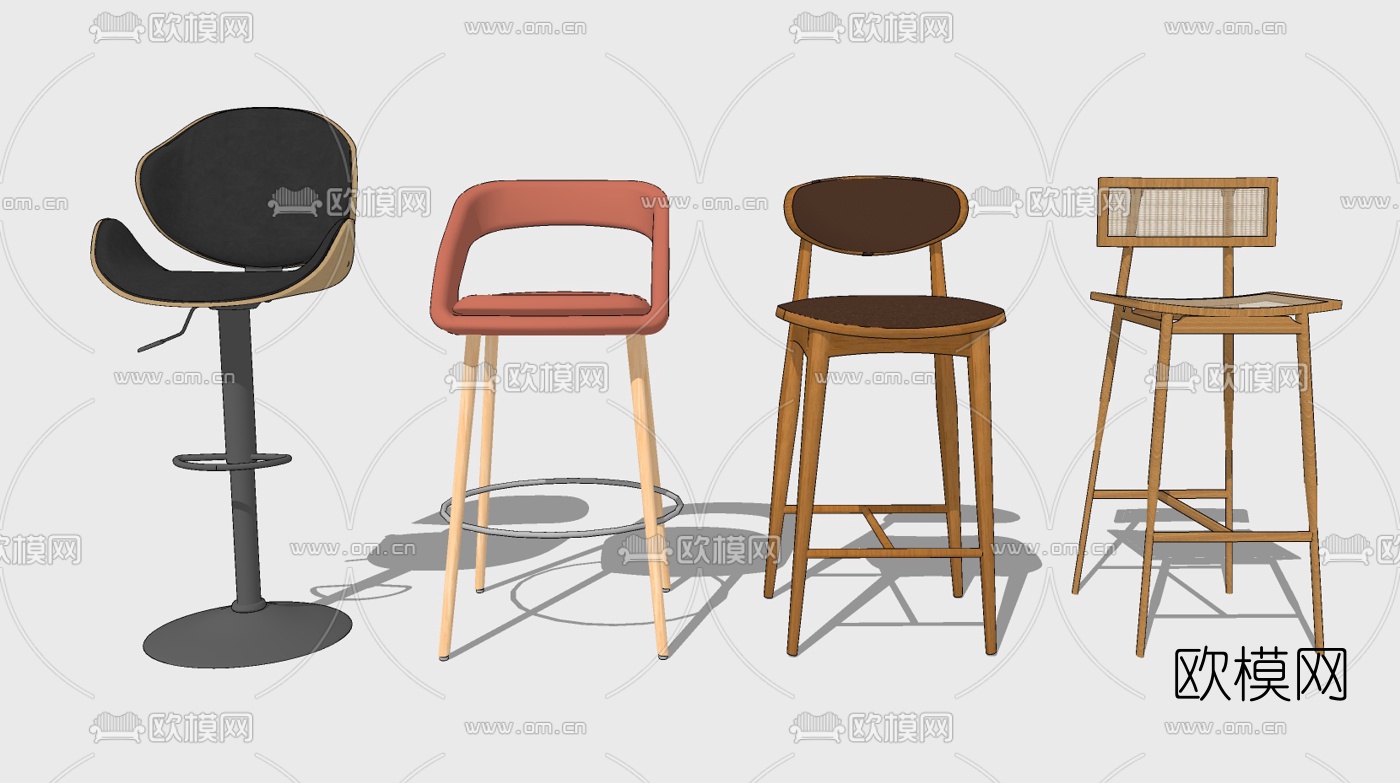现代吧台椅su模型下载