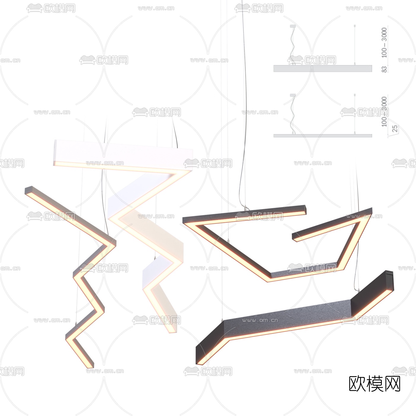 现代简约LED吊灯3d模型