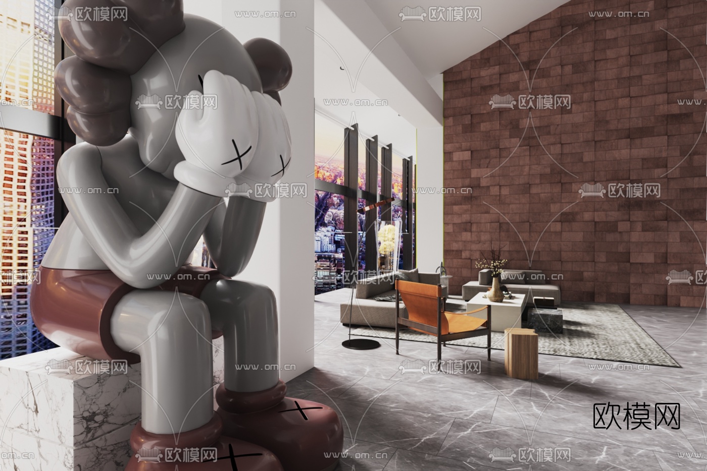 现代前台大厅3d模型