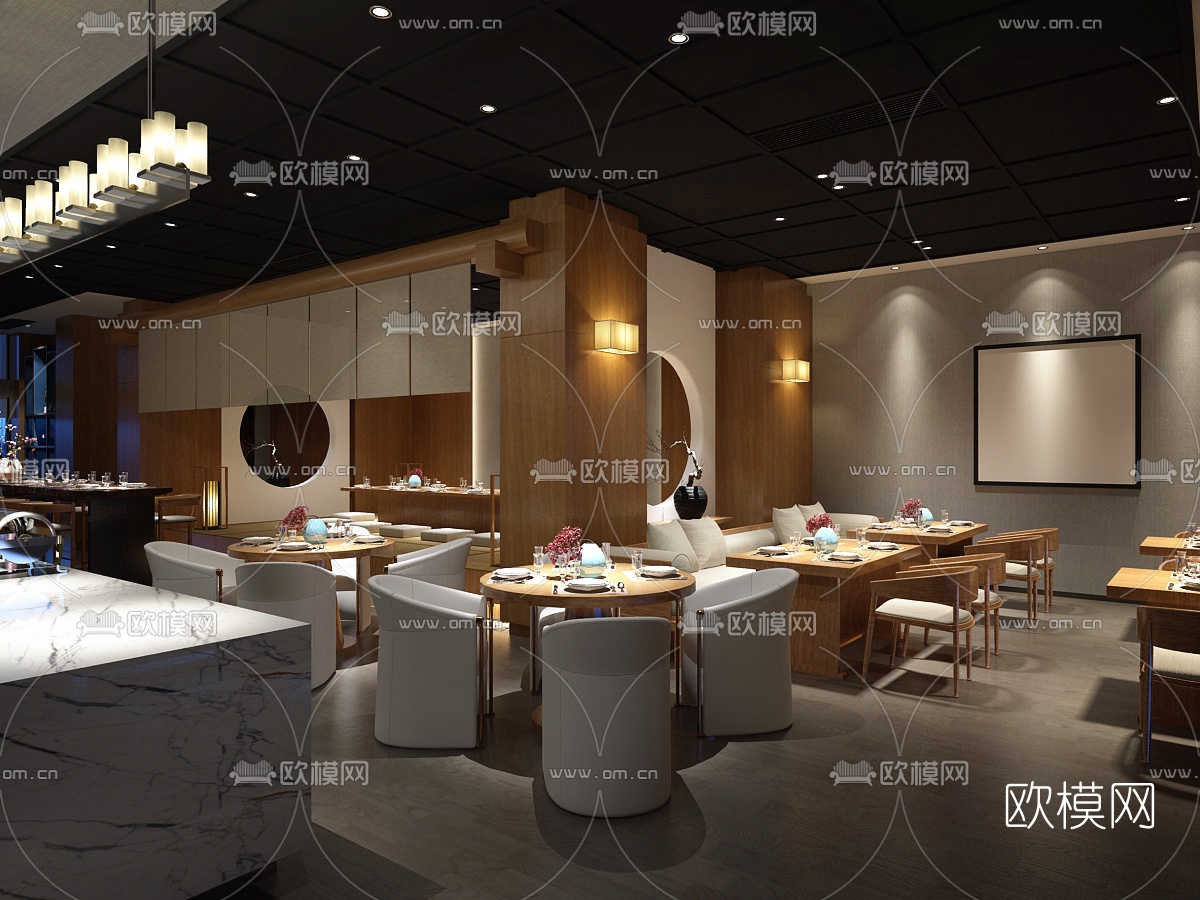 中式餐厅3D模型