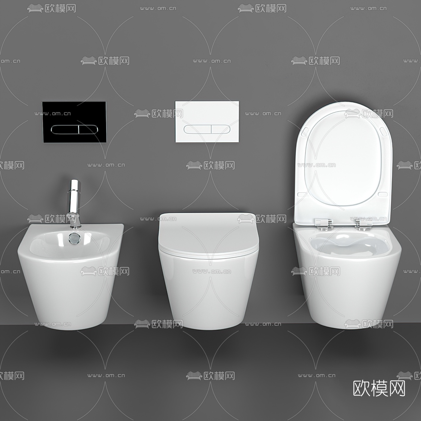 现代马桶坐便器3d模型