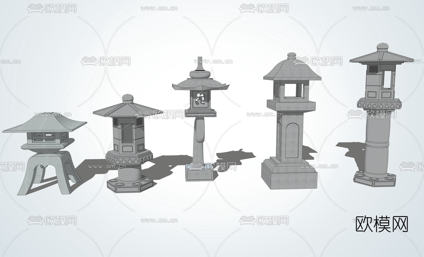 中式禅意石灯su模型下载（渲染图1）
