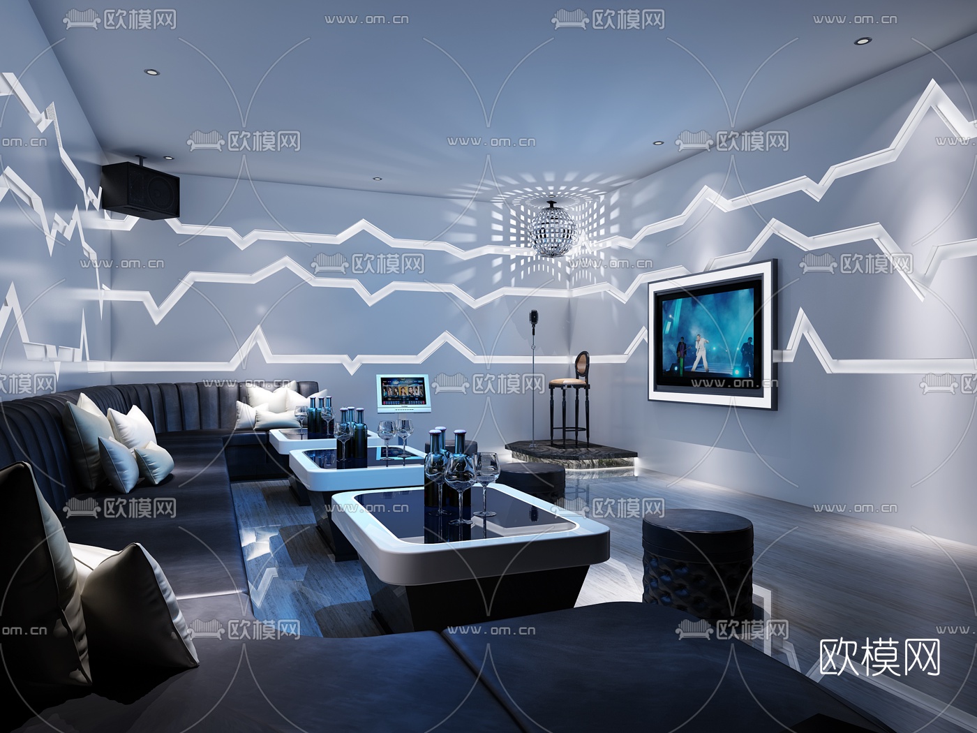 现代KTV包房3D模型下载_ID10327949_3dmax免费模型-欧模网