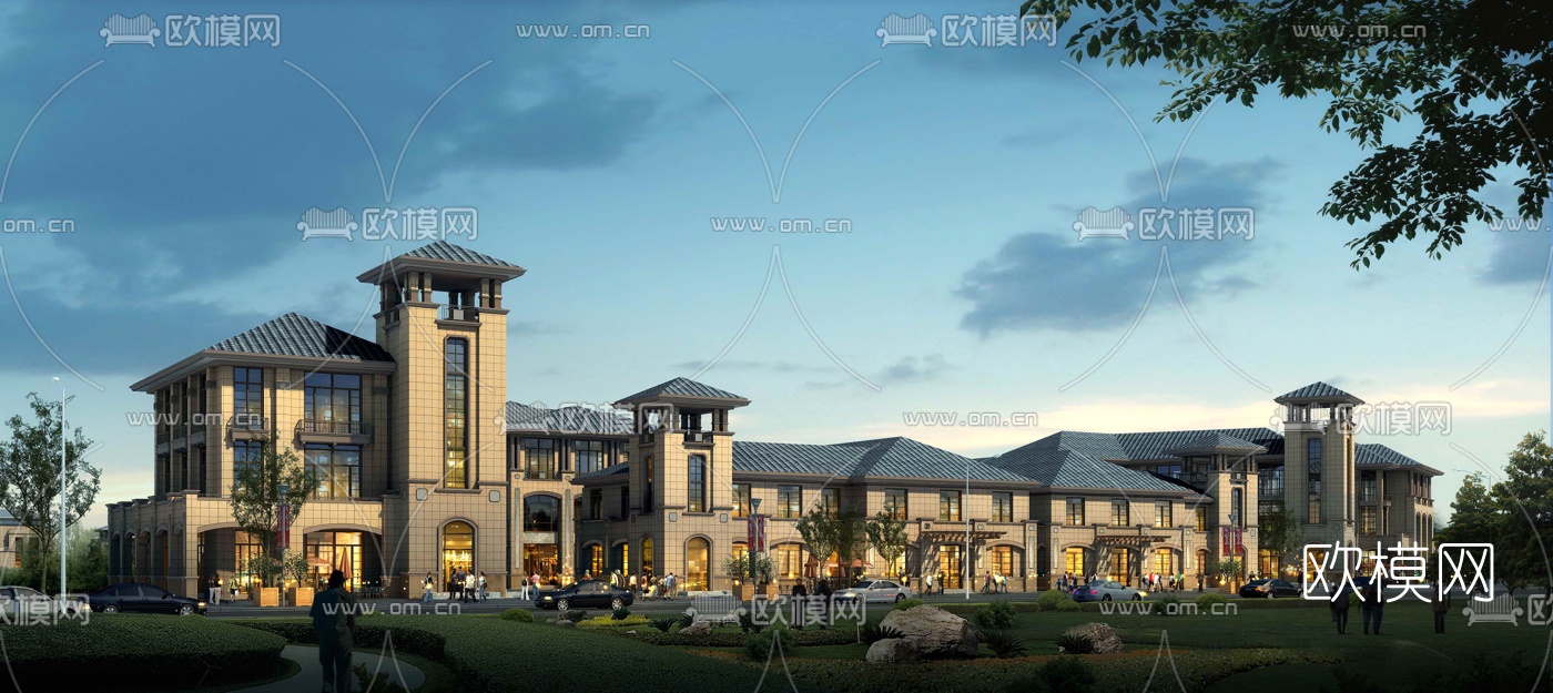 简欧商场建筑外观3d模型下载