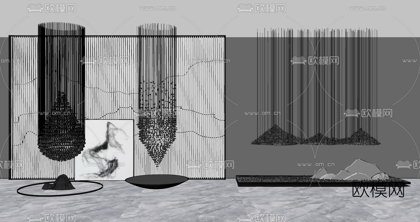新中式装饰吊灯su模型下载（渲染图1）