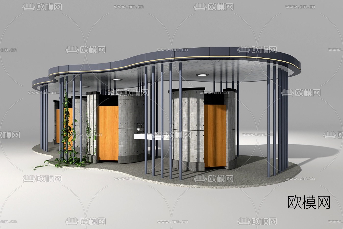 现代户外公共厕所3d模型