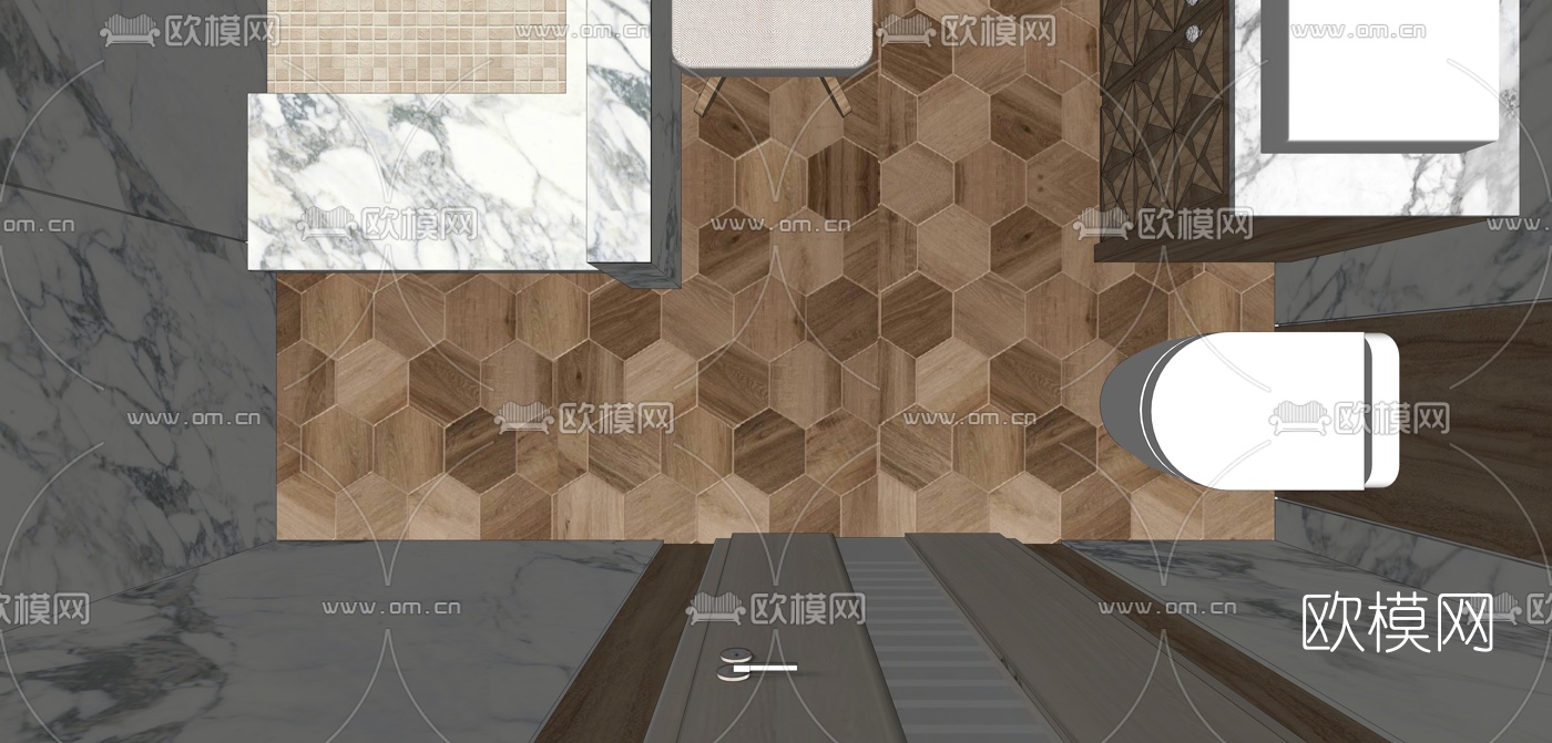 现代浴室卫生间su模型下载（渲染图2）