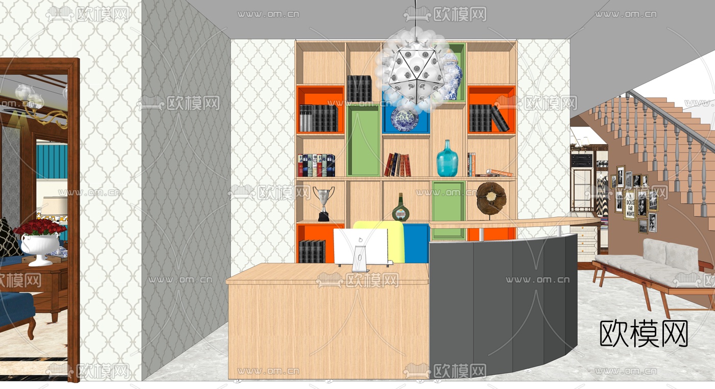 地中海客餐厅su模型下载（渲染图6）