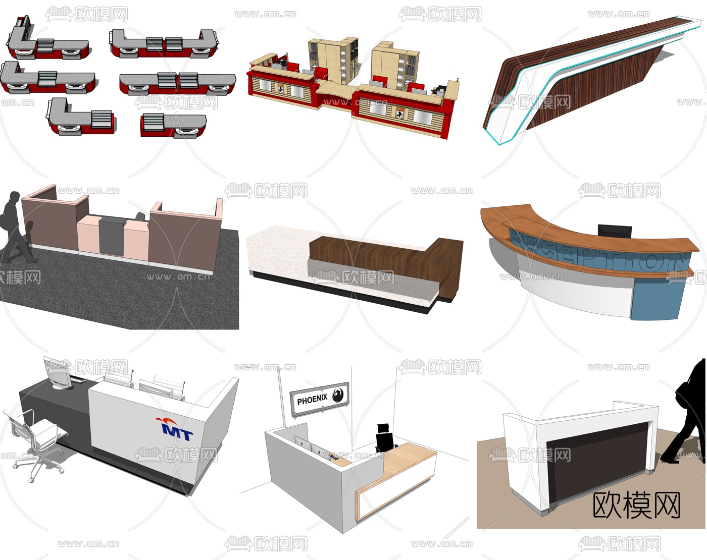 现代前台接待台su模型下载_ID10430028_sketchup模型下载-欧模网