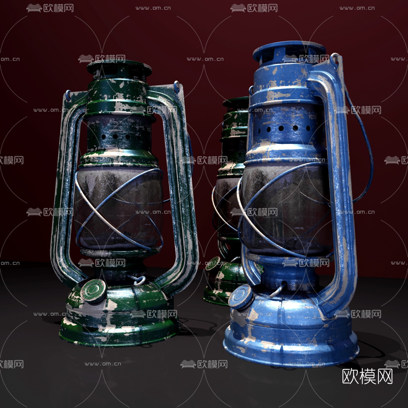 工业风煤油灯3D模型