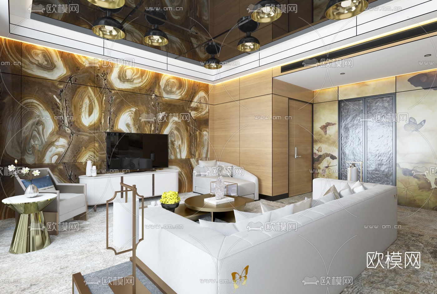 杜文彪设计 现代样板房客厅3D模型
