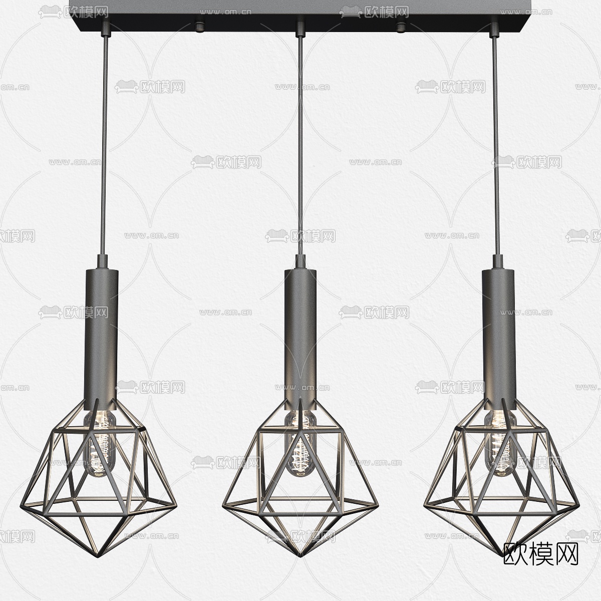 工业风铁艺吊灯3d模型
