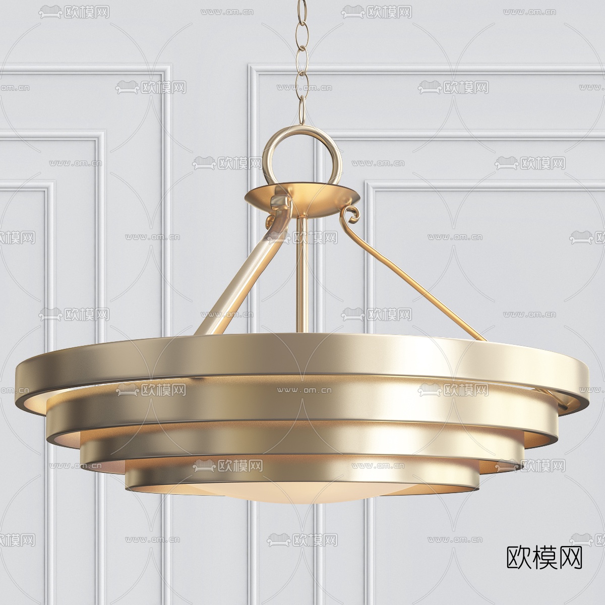 现代金属圆形层叠吊灯3d模型